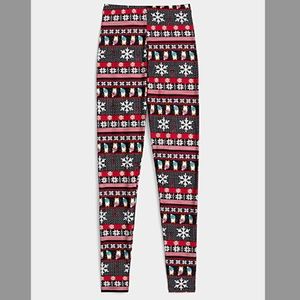 Festive winter holidays themed high rise stretch leggings NWT